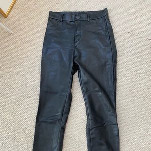 High waisted black pleather pants